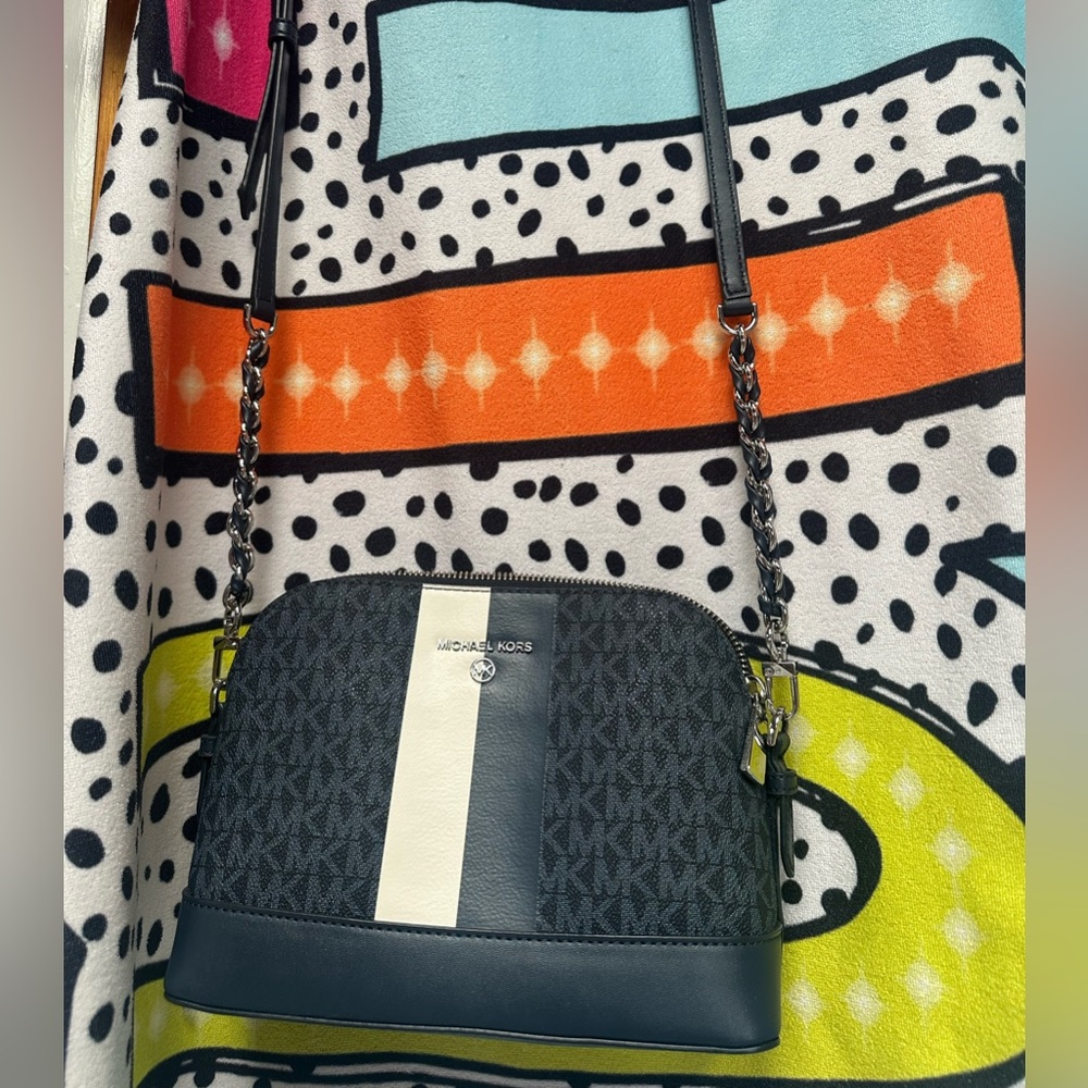 Michael Kors Navy and Cream Crossbody Bag